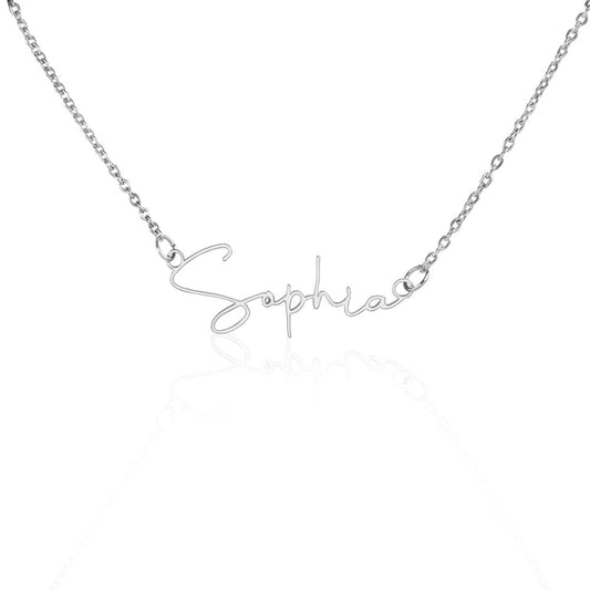 Signature Style Name Necklace -polished stainless steel & 18K gold plated